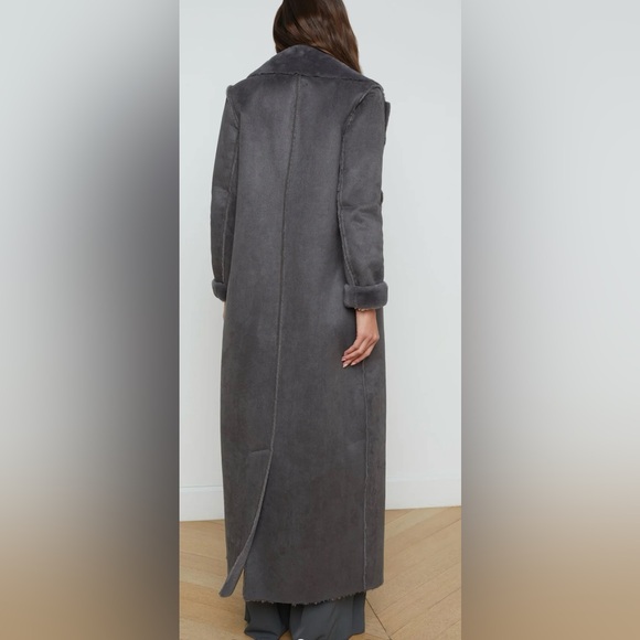 L'AGENCE Citron Maxi Coat - Vegan Shearling - Dark Grey - NWT - Picture 5 of 10